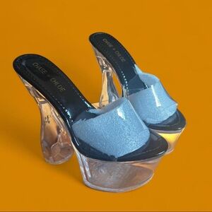 Chase + Chloe Clear Pleaser Type Platform Heels